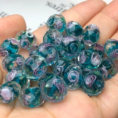 12mm 10ks Murano priehľadné fazetované rondelové viacfarebné krištáľové sklenené korálky na výrobu náramkov pre ženy, DIY doplnky.