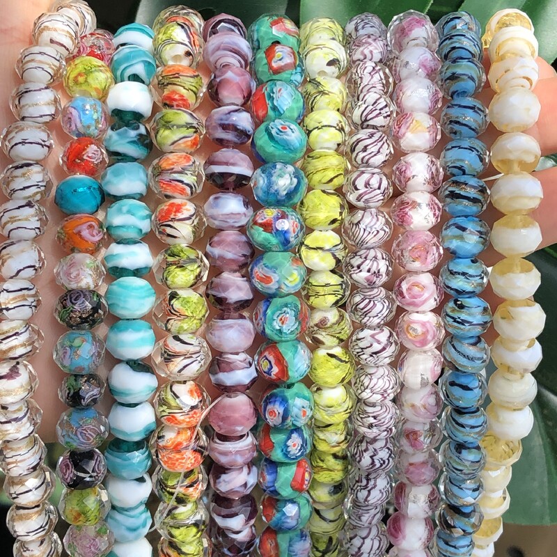 12mm 10ks Murano priehľadné fazetované rondelové viacfarebné krištáľové sklenené korálky na výrobu náramkov pre ženy, DIY doplnky.