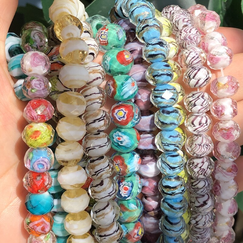 12mm 10ks Murano priehľadné fazetované rondelové viacfarebné krištáľové sklenené korálky na výrobu náramkov pre ženy, DIY doplnky.