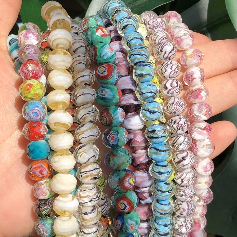 12mm 10ks Murano priehľadné fazetované rondelové viacfarebné krištáľové sklenené korálky na výrobu náramkov pre ženy, DIY doplnky.