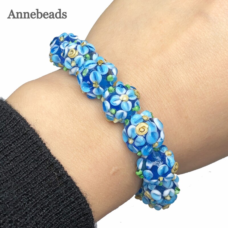 12 mm-es nagy muránói kék virágos lámpatest üveg laza távtartó gyöngyök ékszerkészítéshez barkácsolás karkötő medál fülbevaló kiegészítők