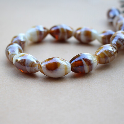 10kom 12*16mm ručno rađenih lampwork staklenih perli s dvostrukim prugama Višebojne ovalne šarm perle za nakit, narukvice, ogrlice, naušnice