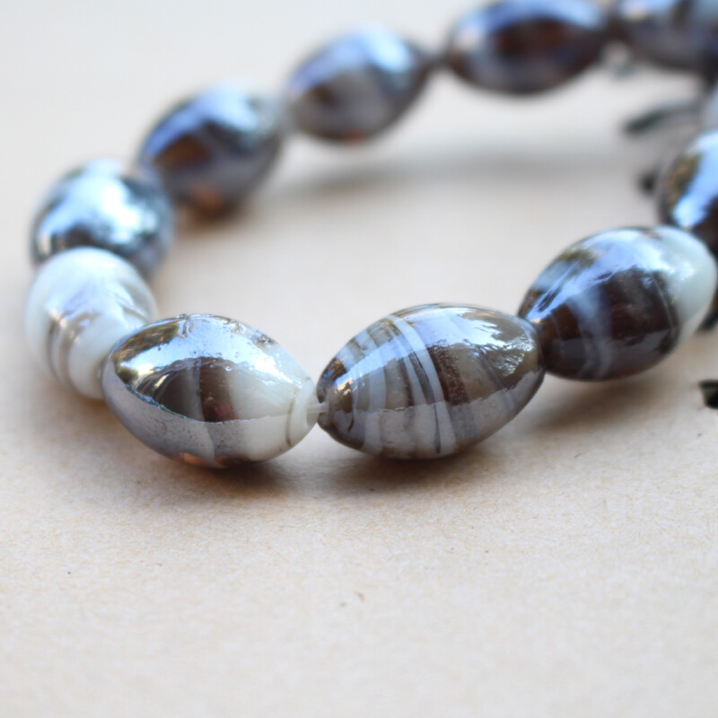 10kom 12*16mm ručno rađenih lampwork staklenih perli s dvostrukim prugama Višebojne ovalne šarm perle za nakit, narukvice, ogrlice, naušnice