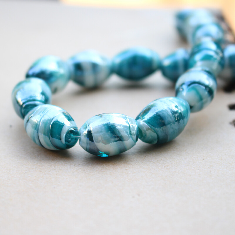 10kom 12*16mm ručno rađenih lampwork staklenih perli s dvostrukim prugama Višebojne ovalne šarm perle za nakit, narukvice, ogrlice, naušnice