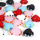 2 ks sklenených korálok Lampwork, sladké srdce, viacfarebné bodkované dištančné korálky na výrobu šperkov, náhrdelníkov, náramkov a náramkov, približne 16 mm x 16 mm