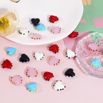 2 τεμ. Lampwork Γυάλινες χάντρες Sweet Heart Πολύχρωμες Dot Spacer Beads για DIY κοσμήματα Κατασκευή κοσμημάτων Βραχιόλια κολιέ περίπου 16mm x 16mm