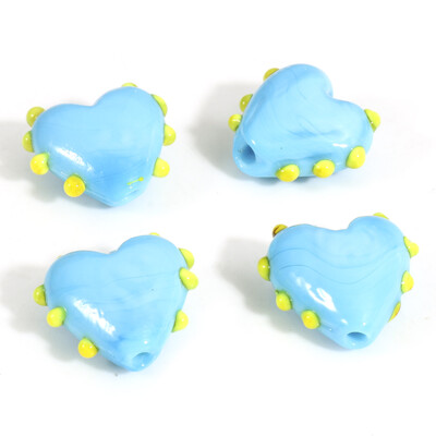 2 ks sklenených korálok Lampwork, sladké srdce, viacfarebné bodkované dištančné korálky na výrobu šperkov, náhrdelníkov, náramkov a náramkov, približne 16 mm x 16 mm