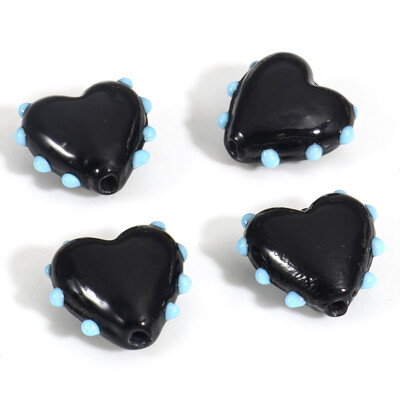 2 ks sklenených korálok Lampwork, sladké srdce, viacfarebné bodkované dištančné korálky na výrobu šperkov, náhrdelníkov, náramkov a náramkov, približne 16 mm x 16 mm