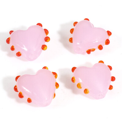 2 ks sklenených korálok Lampwork, sladké srdce, viacfarebné bodkované dištančné korálky na výrobu šperkov, náhrdelníkov, náramkov a náramkov, približne 16 mm x 16 mm