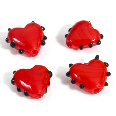 2 ks sklenených korálok Lampwork, sladké srdce, viacfarebné bodkované dištančné korálky na výrobu šperkov, náhrdelníkov, náramkov a náramkov, približne 16 mm x 16 mm