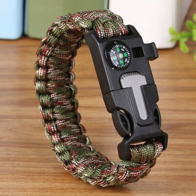 Ανδρικά Γυναικεία βραχιόλι Paracord Outdoor Survival Multi-function Camping Rescue Bangles Emergency Rope Compass Whistle 3 σε 1