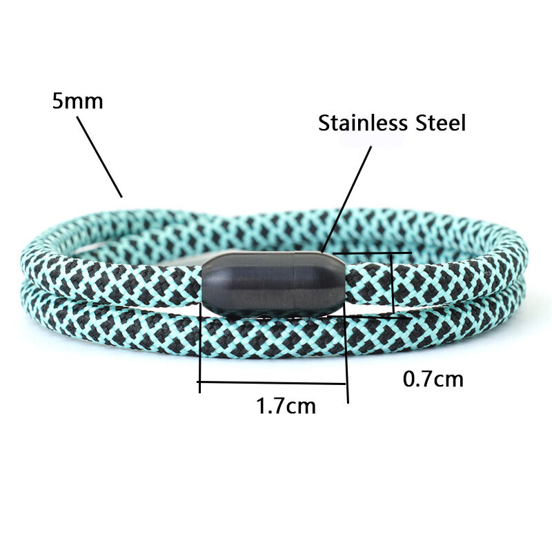 Brățară pentru bărbați în stil simplu, frânghie, brățară din oțel inoxidabil pentru bărbați, care atrage magnetice, țesătură Boemia, Brazalete Pulseria
