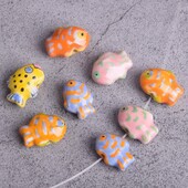 5 bucăți în formă de pește, 13x18mm, pictură manuală, porțelan, mărgele libere pentru realizarea de bijuterii.