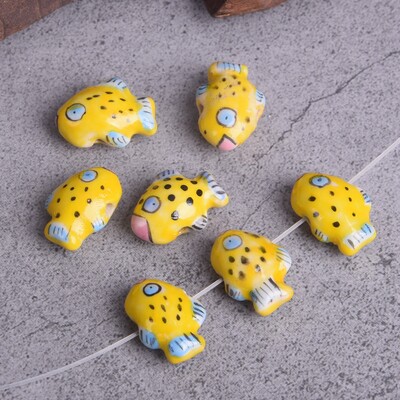 5 bucăți în formă de pește, 13x18mm, pictură manuală, porțelan, mărgele libere pentru realizarea de bijuterii.