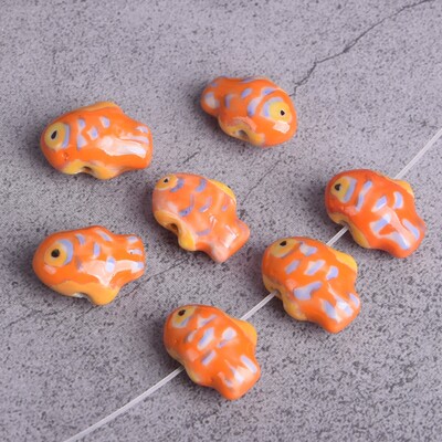 5 bucăți în formă de pește, 13x18mm, pictură manuală, porțelan, mărgele libere pentru realizarea de bijuterii.