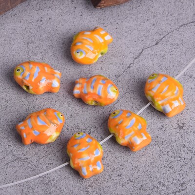 5 bucăți în formă de pește, 13x18mm, pictură manuală, porțelan, mărgele libere pentru realizarea de bijuterii.