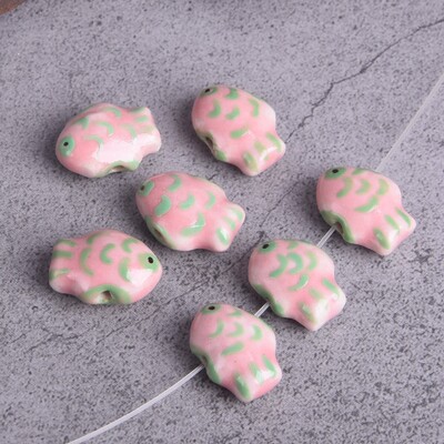 5 bucăți în formă de pește, 13x18mm, pictură manuală, porțelan, mărgele libere pentru realizarea de bijuterii.