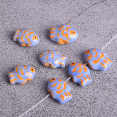 5 bucăți în formă de pește, 13x18mm, pictură manuală, porțelan, mărgele libere pentru realizarea de bijuterii.