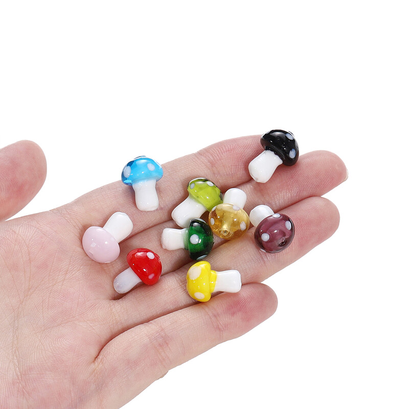 10/20 gab. Krāsainas sēnes formas lampas stikla krelles, brīvas starplikas rotaslietu izgatavošanai, DIY kaklarotas auskari aksesuāri