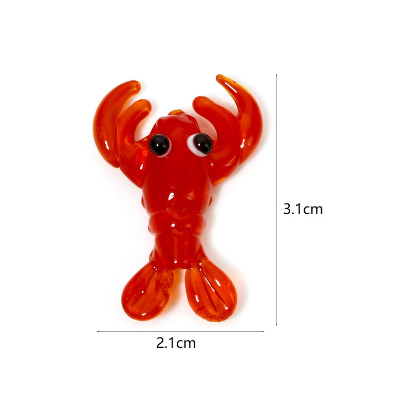 2 ks nových sklenených korálok Lampwork 3D červených homárových dištančných korálok pre DIY náhrdelníky a náušnice, dámske šperky, komponenty približne 3,1 cm x 2,1 cm