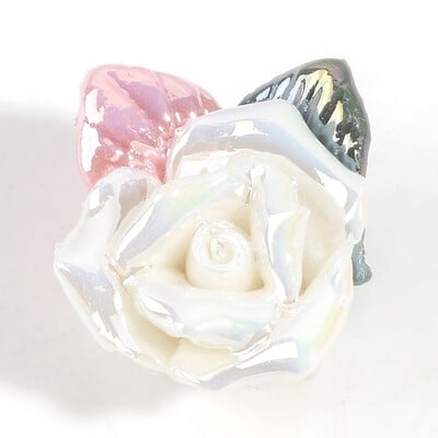 2 vnt Daugiaspalviai rožių gėlių keraminiai karoliukai Valentino dienai, skirti „pasidaryk pats“ papuošalams gaminti karoliai tarpinių karoliukų papuošalai apie 20 mm x 16 mm