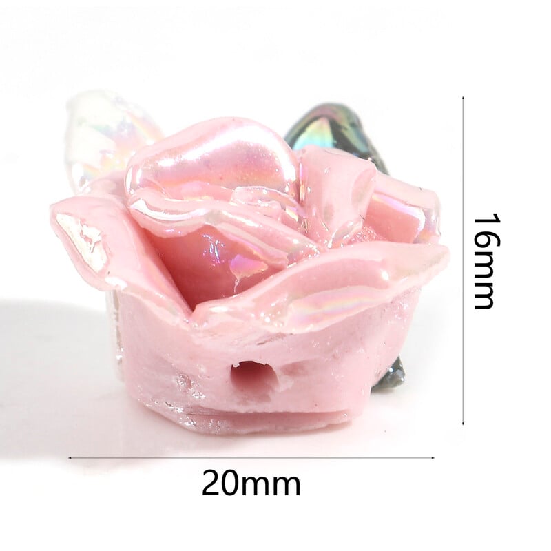 2 vnt Daugiaspalviai rožių gėlių keraminiai karoliukai Valentino dienai, skirti „pasidaryk pats“ papuošalams gaminti karoliai tarpinių karoliukų papuošalai apie 20 mm x 16 mm