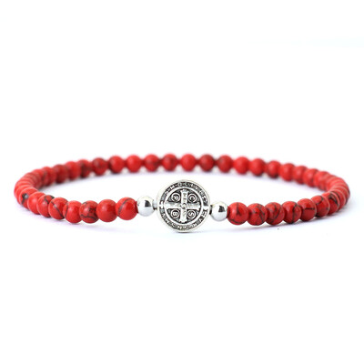 Noter Nový 4mm korálkový náramok pre mužov Minimalistický krížový náramok Prírodný tigrie oči Drevený náramok Meditácia Onyx kameň Brazalete