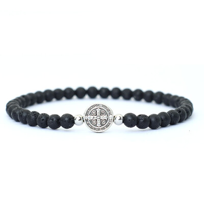 Noter Nový 4mm korálkový náramok pre mužov Minimalistický krížový náramok Prírodný tigrie oči Drevený náramok Meditácia Onyx kameň Brazalete