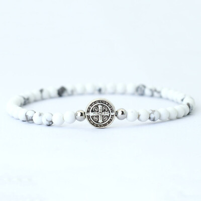 Noter Nový 4mm korálkový náramok pre mužov Minimalistický krížový náramok Prírodný tigrie oči Drevený náramok Meditácia Onyx kameň Brazalete