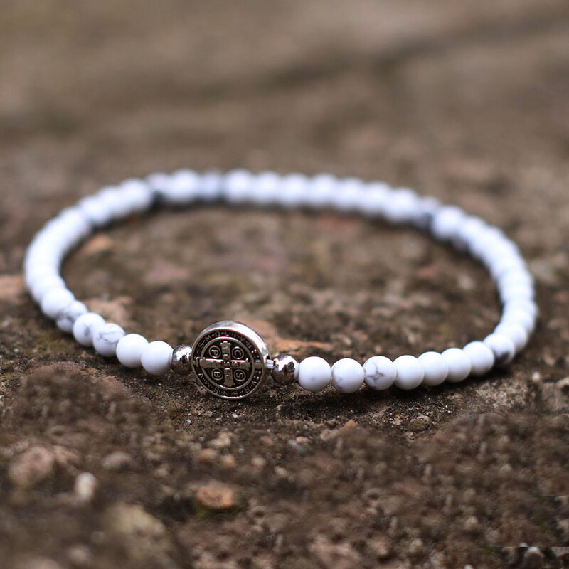 Noter Nový 4mm korálkový náramok pre mužov Minimalistický krížový náramok Prírodný tigrie oči Drevený náramok Meditácia Onyx kameň Brazalete