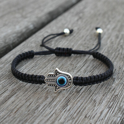 Vintage kézzel készített szőtt Fatima Hamsa kézi karkötő női férfi fonott török Evil Eye karkötő női spirituális ékszer