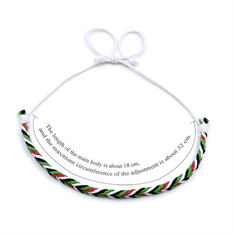 „Meetvii“ Artimųjų Rytų arabų stiliaus medvilnės virvėmis austos apyrankės moterims, paprastos arbūzo spalvos nacionalinės vėliavos apyrankės