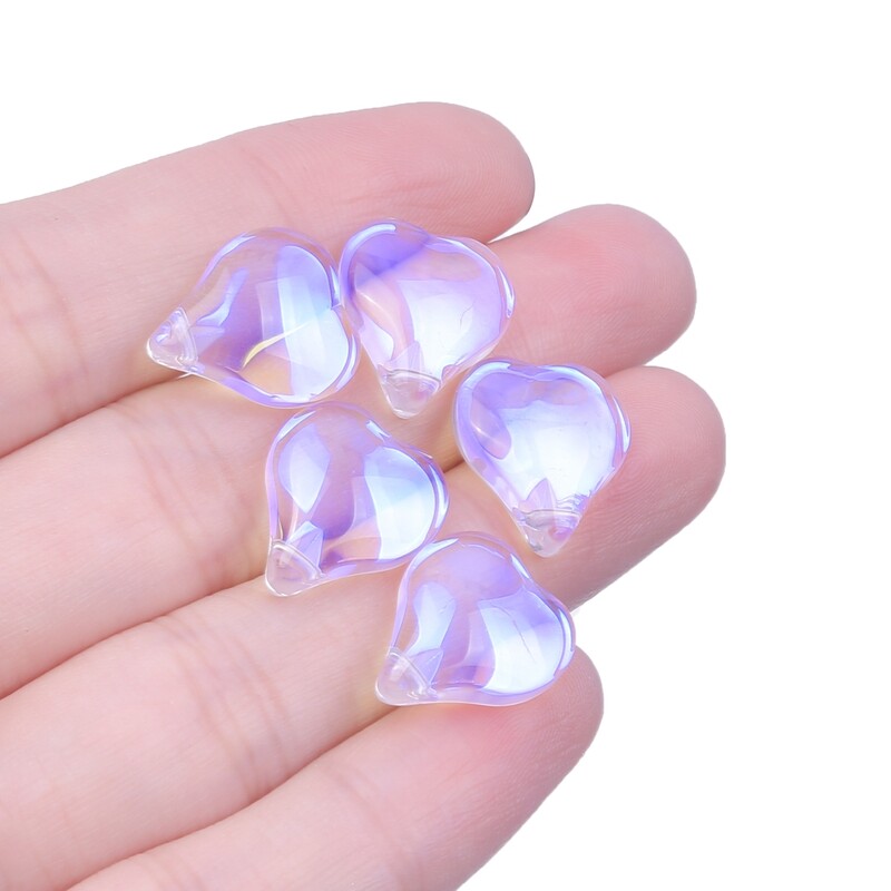 20 de bucăți din sticlă în formă de inimă, mărgele de flori petale, cercei, brățară, accesorii pentru acoperirea capului, mărgele cu pandantiv cu petale de sticlă.