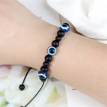 Charm Black Matte Lava Beads Гривна Турски Lucky Evil Eye Гривни за жени Мъже Естествен камък Обсидиан Оникс Гривни Бижута