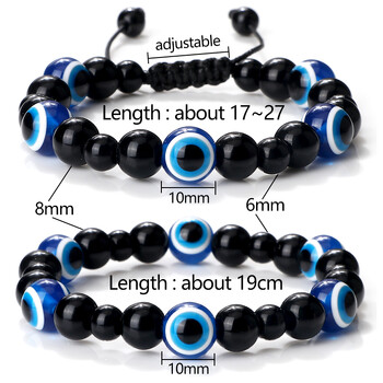 Charm Black Matte Lava Beads Гривна Турски Lucky Evil Eye Гривни за жени Мъже Естествен камък Обсидиан Оникс Гривни Бижута