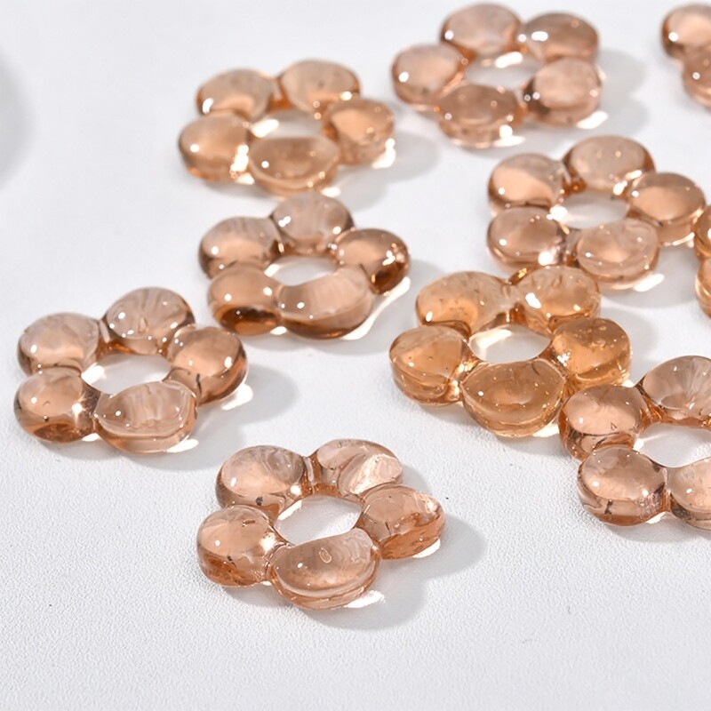 Vitrāžas piekariņi dobi piecu ziedu pērlīšu šarmu ornaments DIY atslēgu piekariņi Auskari rotaslietas aksesuāri Viegli lietojami