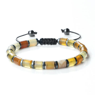 Nova plava pletena narukvica u obliku cilindra, okrugli crni žučni kamen, razmaknica, lančić od ahata, žene, muškarci, prirodni Pulsera nakit, poklon