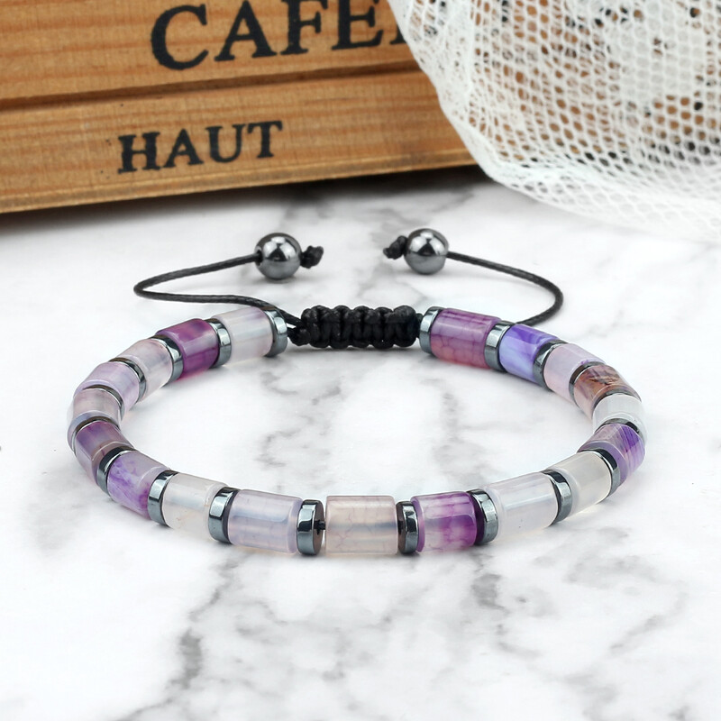 Nova plava pletena narukvica u obliku cilindra, okrugli crni žučni kamen, razmaknica, lančić od ahata, žene, muškarci, prirodni Pulsera nakit, poklon