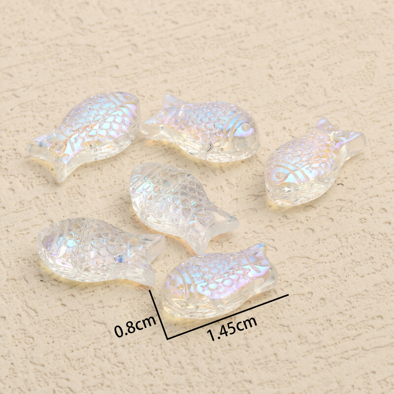 14,5x8 mm malé ručne vyrobené farebné sklenené korálky v tvare ryby na výrobu šperkov, náušnice, náramky, náhrdelníky, 20 ks.