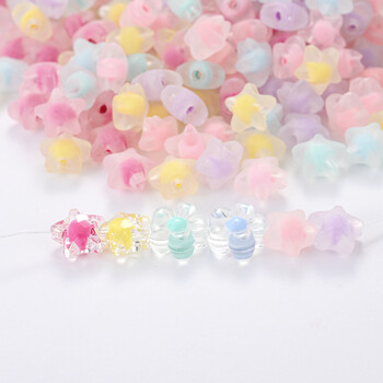 30/100/200Pcs Transport Acrylic Beads Loose Spacer Star Flower Jewelry Beads for Making Bracelet Necklace Girls DIY Supplies