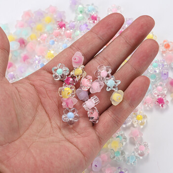 30/100/200Pcs Transport Acrylic Beads Loose Spacer Star Flower Jewelry Beads for Making Bracelet Necklace Girls DIY Supplies