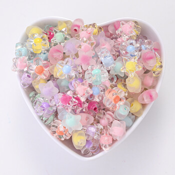 30/100/200Pcs Transport Acrylic Beads Loose Spacer Star Flower Jewelry Beads for Making Bracelet Necklace Girls DIY Supplies