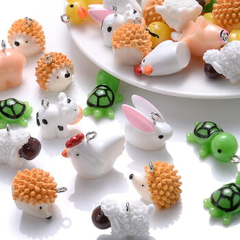 iYOE Mix Resin Animal Fruit Charms Λεμόνι Μπανάνα Ντομάτα Χήνα Χελώνα Κρεμαστό Γούρια Χάντρες για Κατασκευή Κολιέ Μπρελόκ DIY Craft