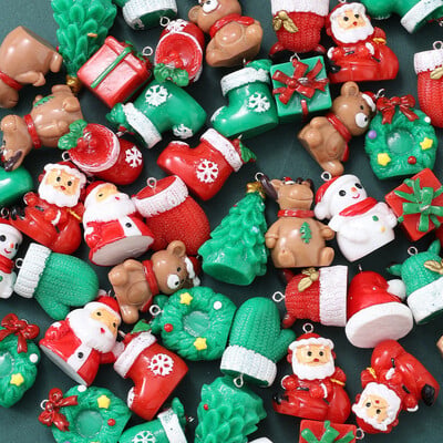 iYOE Mix živice vianočný darček snehuliak ponožky rukavice sob prívesok korálky na výrobu náhrdelník DIY remeselné kľúčenky