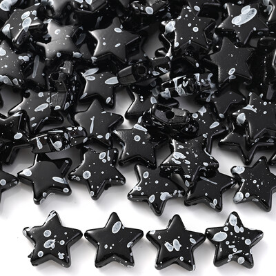 30 komada 13 mm zvjezdane akrilne perle crno-bijele perle s razmakom u kontrastnoj boji DIY ručno izrađeni nakit, narukvica, ogrlica, materijal za perle