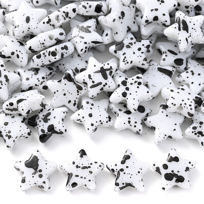 30 komada 13 mm zvjezdane akrilne perle crno-bijele perle s razmakom u kontrastnoj boji DIY ručno izrađeni nakit, narukvica, ogrlica, materijal za perle