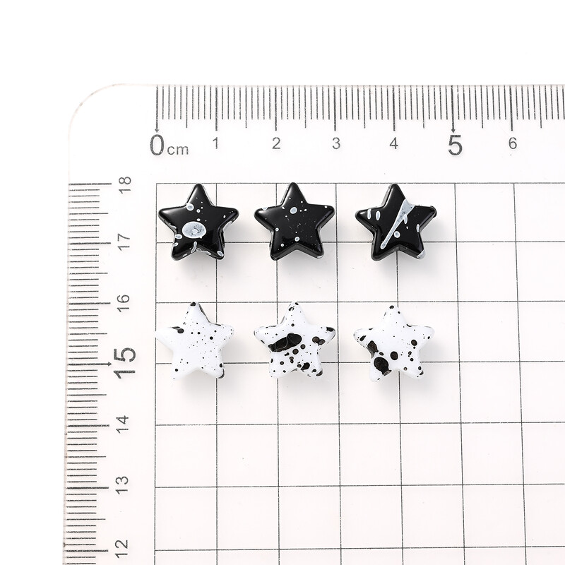30 komada 13 mm zvjezdane akrilne perle crno-bijele perle s razmakom u kontrastnoj boji DIY ručno izrađeni nakit, narukvica, ogrlica, materijal za perle