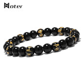 Náramok z prírodného obsidiánu pre mužov a ženy, runy, joga, modlitba, šperky, braslet, ručné doplnky, strand, brazalete, pulseras