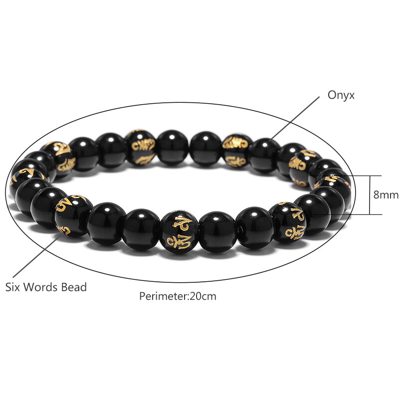 Náramok z prírodného obsidiánu pre mužov a ženy, runy, joga, modlitba, šperky, braslet, ručné doplnky, strand, brazalete, pulseras