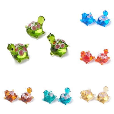 5Pcs Ръчно изработени Lampwork 3D Murano Turtle Beads Glass Animal Spacer Charms Висулка за колие Гривна Направи си сам изработка на бижута